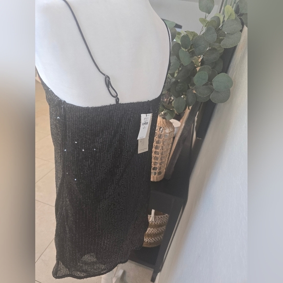 Banana Republic Black Petite Teia Sequin Mini Dress Size 4 - Picture 5 of 8